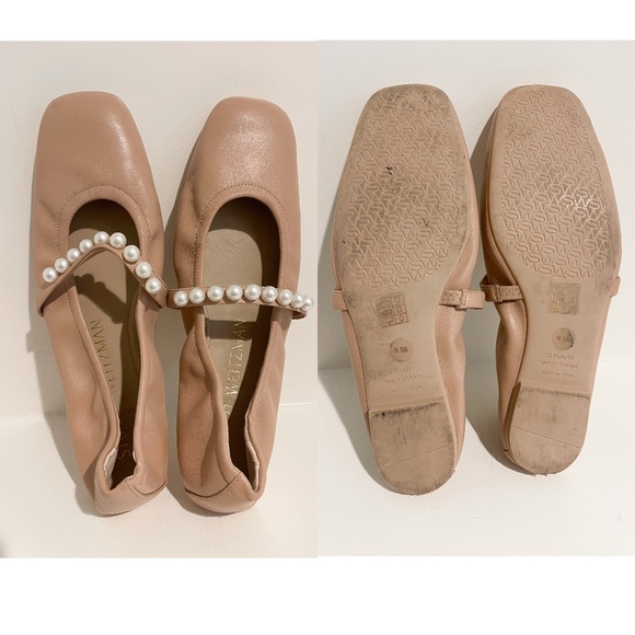 Pearly Nude Leather Ballet Flats - Picture 3 of 3